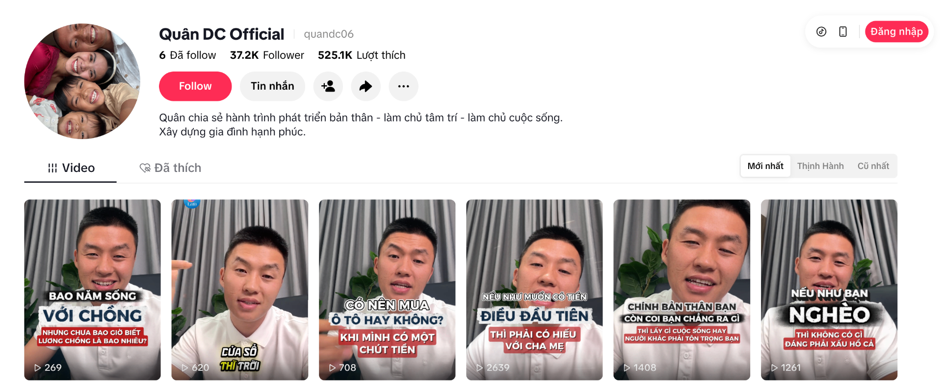 Kênh TikTok Quân DC Official — 37.2K followers