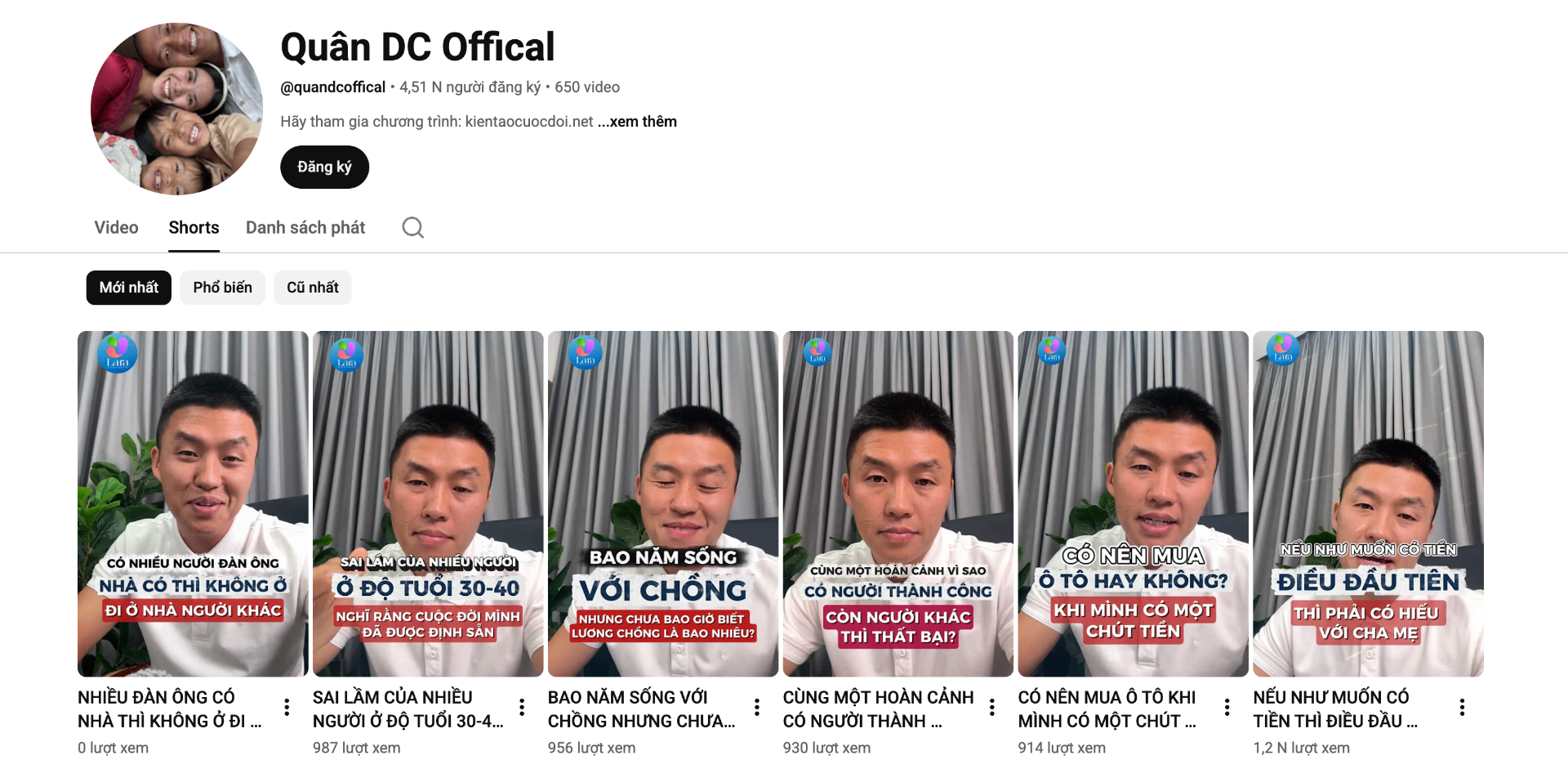 Kênh YouTube Quân DC Official — 4.51K người đăng ký